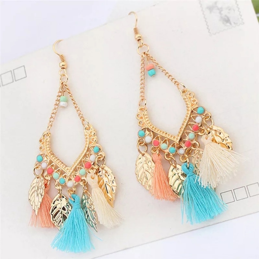 Triple Toned Drop Earrings